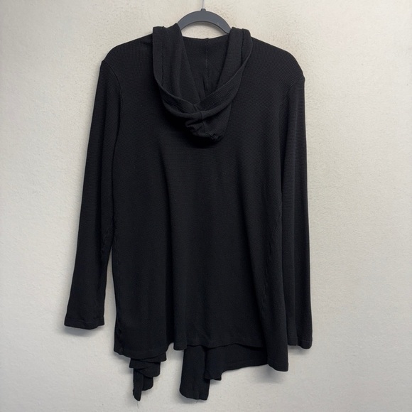 allen allend waterfall cardigan hooded L black waffle sweater - Picture 2 of 6